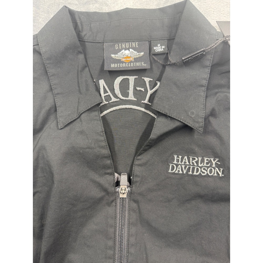 Harley Davidson Shirt women Willie G Skull Zip Front Black Gray Medium - Picture 4 of 9